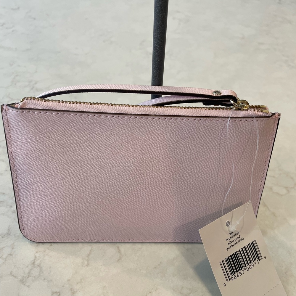 Kate Spade Bee Mikas Pond Pink Blush Double Zip Wristlet NWT - Picture 3 of 5